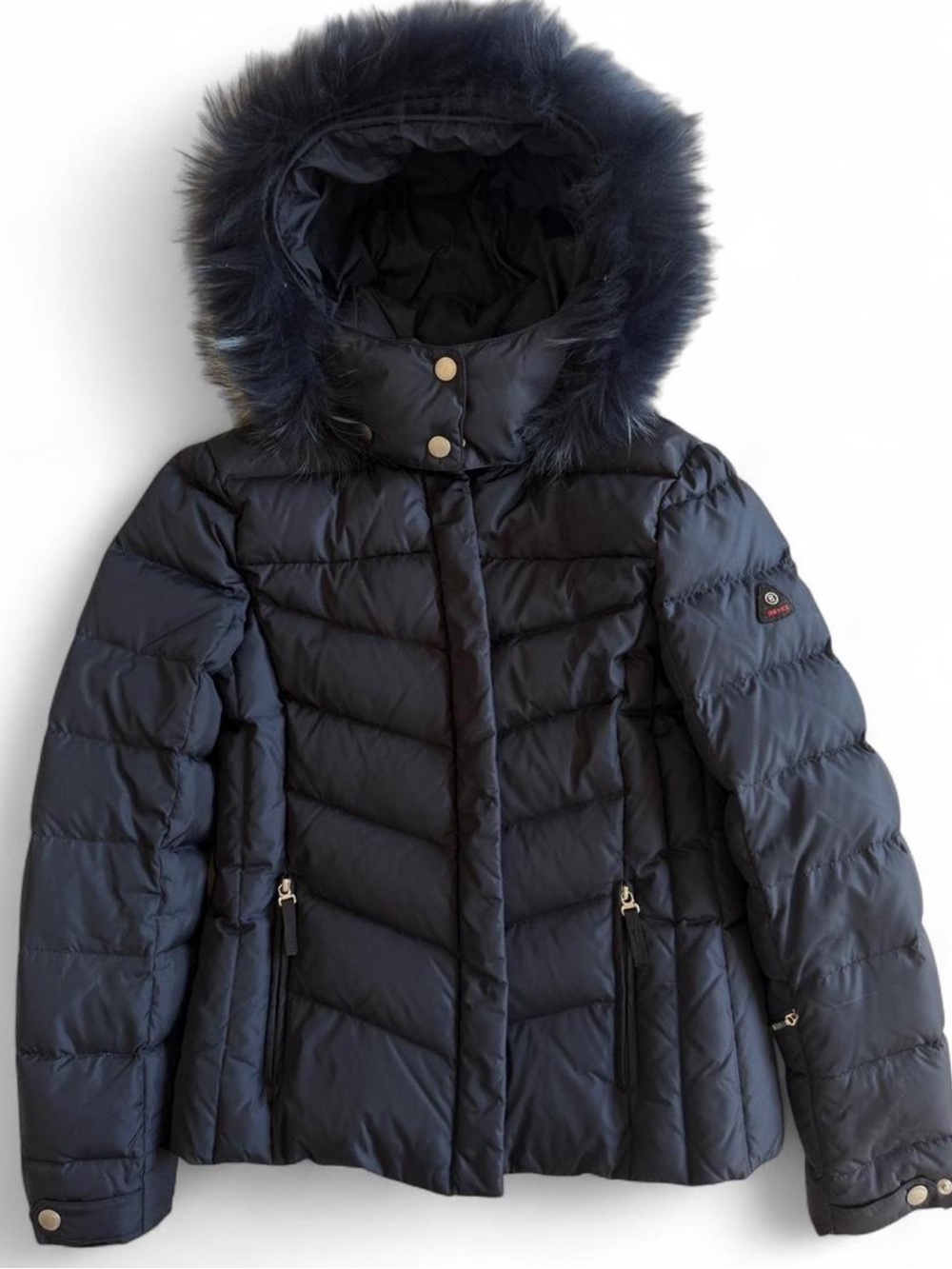Bogner Fire + Ice Navy Down Puffer Ski Jacket Fur Hood Women’s M